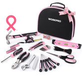 WORKPRO Pink Tool Kit 236 pieces in round pouch for easy home repairs.