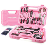WORKPRO Pink Tool Set hammer highlights ergonomic grip for comfortable home repairs