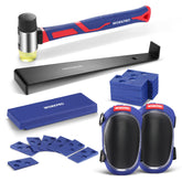 WORKPRO rubber mallet with fiberglass handle for controlled tapping during laminate installation