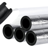 Worldity 4-pack insulation tubes wrapped around 2-inch copper pipe for reduced heat loss.