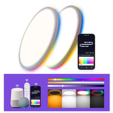 Wosen 12-inch RGB ceiling light front view with slim profile and vibrant color options.