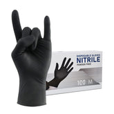Wostar black nitrile gloves 4 mil worn for precise lab work and tactile control