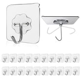 WOVU wall hooks with a transparent seamless finish suitable for towels and kitchen tools.