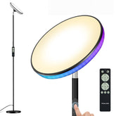 WOWLUMEN UFO floor lamp front view, modern silhouette for versatile ambient lighting.