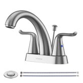 WOWOW two-handle centerset bathroom faucet for easy installation and precise temperature control.