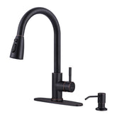 WOWOW oil-rubbed bronze kitchen faucet with pull-down sprayer for easy rinsing