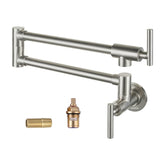 WOWOW pot filler front view with brushed nickel finish for space-saving installation