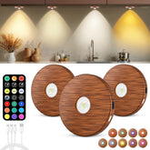 WTXPZM puck lights with remote illuminate cabinets with versatile color options.