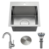Wupste Bar Sink 15x15 exterior view showing compact bar fit for small spaces