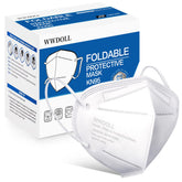 WWDOLL KN95 mask front view with five-layer protection and white color
