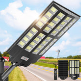 WYWNA 8000W solar street light with wide-angle optics for broad coverage.