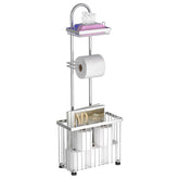 X-cosrack freestanding toilet paper holder in silver keeps rolls accessible and clutter-free