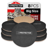 X-Protector felt sliders under furniture protecting hardwood floors while moving heavy items.