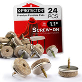 X-Protector screw-on felt pads beige 1.1-inch front view protects hardwood floors from scratches and scuffs