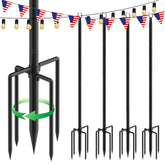 Xbrigh 4-pack 9.3ft string light poles illuminate patios with simple setup.