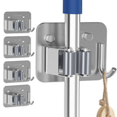 XCIXCI 4-pack stainless steel mop and broom holder on wall for clutter-free storage