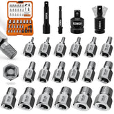 XEWEA 22-piece 38-drive screw extractor set for fast removal of damaged fasteners.
