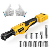 XGOBHC 3/8-inch cordless ratchet wrench in use, perfect for tight engine bays.