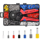XHF ferrule crimping tool kit with hexagonal crimper delivers secure terminations.