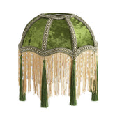 Xiaojuande lampshade with tassels and olive green velvet for vintage ambience