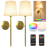XILLUMI CORE battery wall sconce gold front view delivering warm ambient lighting.
