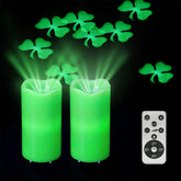 XingsLight lucky-clover projection candles brighten walls with festive decor for St Patrick's Day