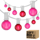 Xingzd G40 LED Valentines 25ft string lights illuminate outdoor spaces with a romantic glow.