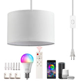 XINGZHI plug-in pendant light with beige linen shade for warm living room ambience