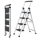 XinSunho four-step ladder with extended handrail for taller reach indoors