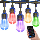 XMCOSY+ 98ft outdoor string lights illuminate patios with a warm, inviting glow.