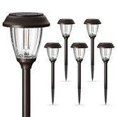 XMCOSY+ solar pathway light with bronze stainless frame and glass for stylish outdoor illumination