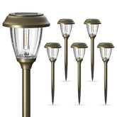 XMCOSY+ outdoor solar light with glass and metal finish for durable pathway lighting
