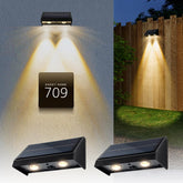 XmnSoly solar downlight on fence and wall delivers warm 3000K illumination.
