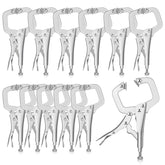 Xosjska 6-inch locking C-clamp with swivel pad demonstrates compact, secure clamping in tight spaces.