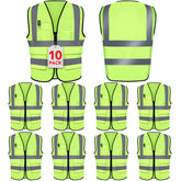 XPCARE hi-vis vest front view with zipper for secure daily work visibility.