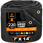 Xpose Safety heavy-duty mesh tarp closeup showing sturdy construction for protection.