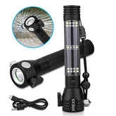XREXS solar USB LED flashlight, headlamp high beam for night visibility and safety