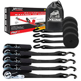XSTRAP STANDARD 4-pack ratchet tie-downs with 10 ft webbing for secure cargo.