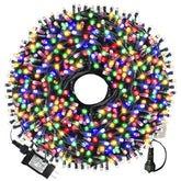 XTF2015 105ft 300LED string lights lighting an outdoor tree with a warm glow