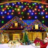 XURISEN 66ft outdoor curtain lights across a porch for festive illumination