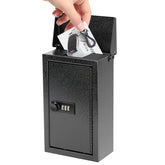 Xydled wall-mounted key drop box front view showing secure metal construction