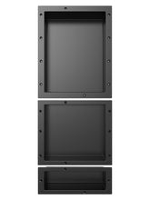 XZETORA shower niche in black, front view showing integrated storage and sleek design.