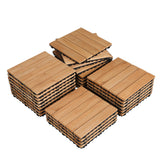 Yaheetech interlocking wood deck tiles in assembly view for easy outdoor flooring setup.