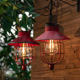 YAKii red solar lantern hanging for warm garden ambience