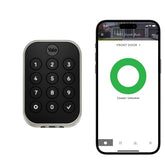 Yale Security Assure Lock 2 with Wi-Fi keypad on the front door for easy access.