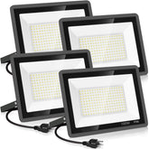 YANYCN 4 Pack 100W flood light front view delivers bright daylight illumination for outdoor spaces