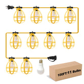 Yaoledly construction string lights 100ft illuminate outdoor job sites with durable weatherproof casing.