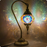 Yarra-Decor Turkish Moroccan lamp with bronze base, front view, ideal bedroom lighting
