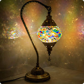 Yarra-Decor Turkish Moroccan lamp with bronze base adds warm ambience to a bedroom