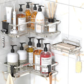 YASONIC corner shower caddy 3-pack with rustproof shelves for organized bathroom storage.